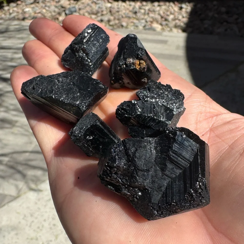 Raw Black Tourmaline Crystal Chunks - Picture 2 of 2